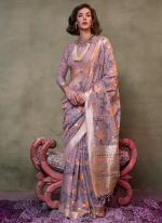 Cotton Purple Wedding Wear Hand Woven Saree